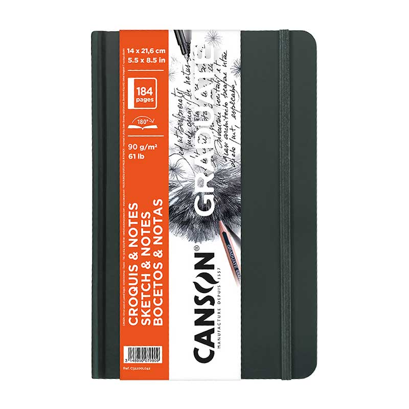 Canson Graduate Art Book skicen blok u tvrdom povezu 90 g/m² 184 lista 14 x 21,6 cm Dark Grey