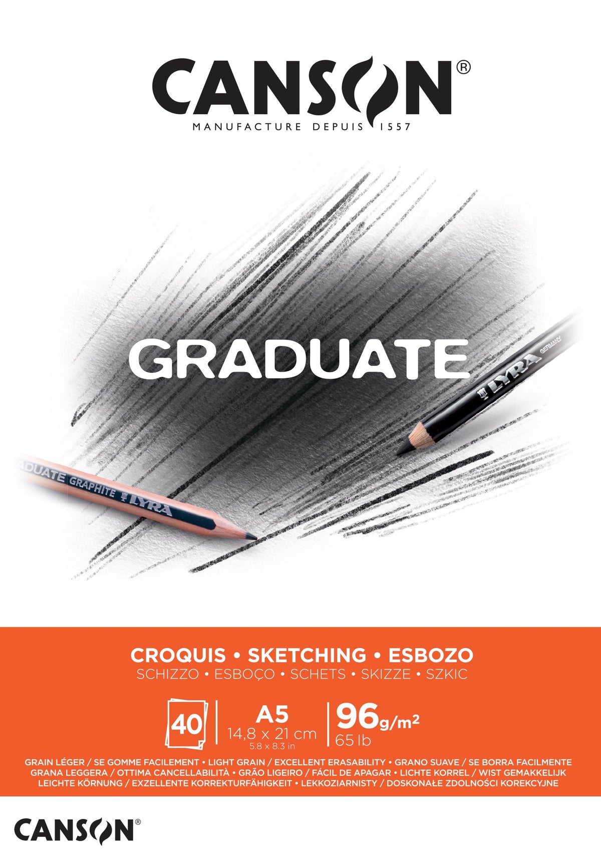 CANSON Graduate blok za skiciranje 96 g/m², 40 listova, A5, lijepljeni