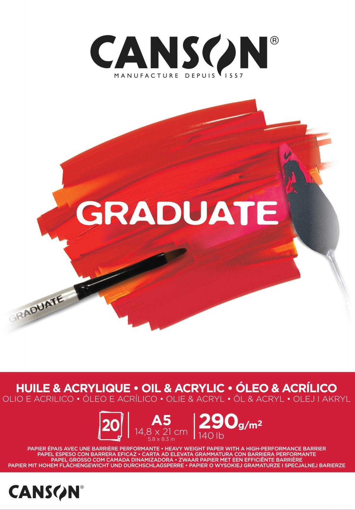 Canson Graduate blok za ulje i akril 290 g/m² 20 listova A5 lijepljen