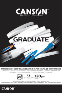 Crni skicen blok CANSON Graduate 120 g/m² A3 - 20 listova, lijepljeni