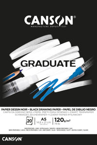 CANSON Graduate crni blok za skiciranje 120 g/m² 20L A5 lijepljen