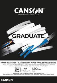 Canson Graduate crni blok za skiciranje 120 g/m² A4 lijepljen - 20 listova