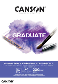 Canson Graduate Mix Media blok bijeli 200 g/m² - 20 listova, A3, lijepljen