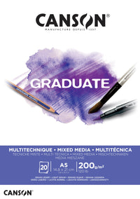Canson Graduate Mix Media blok bijeli 200 g/m² - 20 listova, A5 lijepljen
