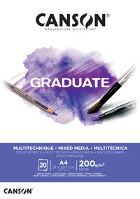 Canson Graduate Mix Media blok bijeli 200 g/m² - 20 listova, A4 lijepljeni