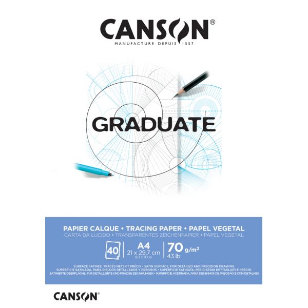 CANSON Graduate paus blok A4 lijepljen 72 g/m² - 40 listova