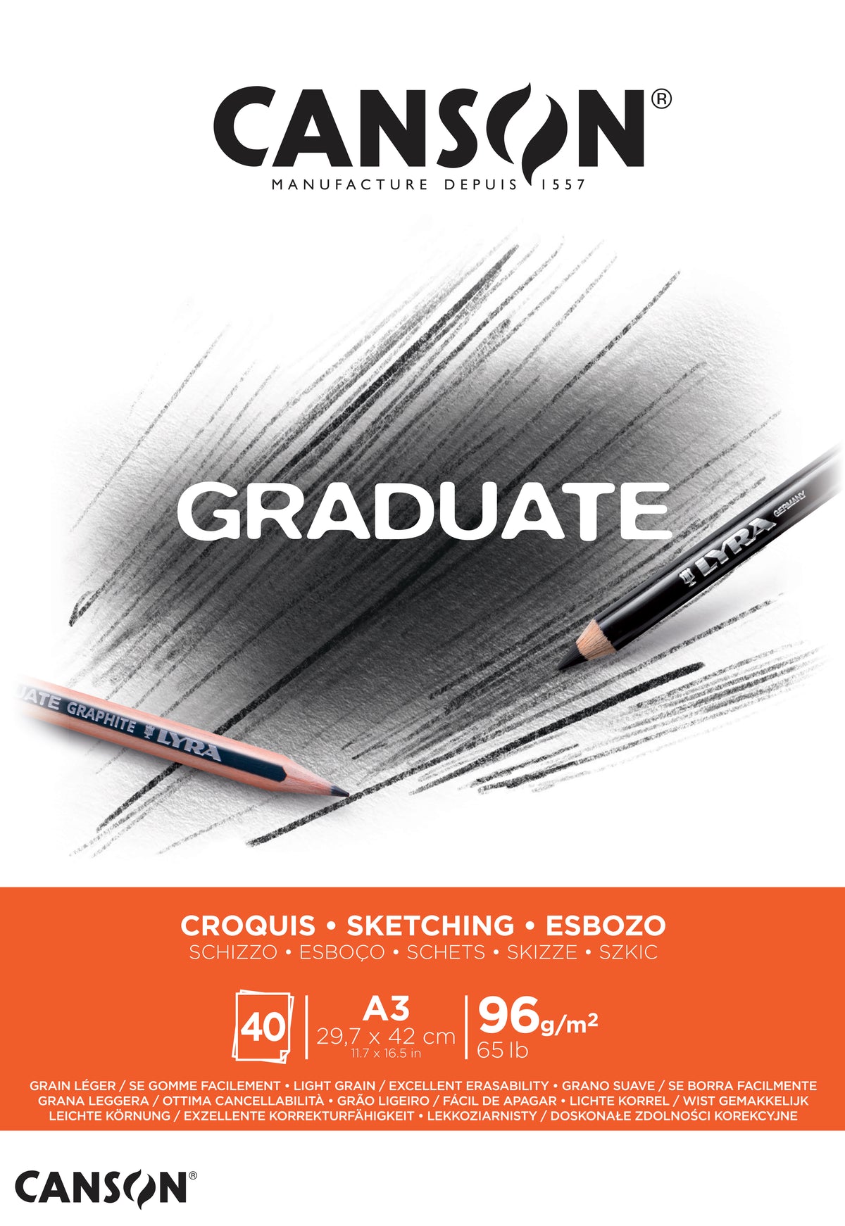 Canson Graduate blok za skiciranje 96 g/m² 40L A3 lijepljeni