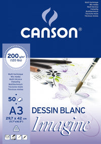 Canson Imagine lijepljeni blok za kombinovane tehnike 200 g/m² A3 - 50 listova