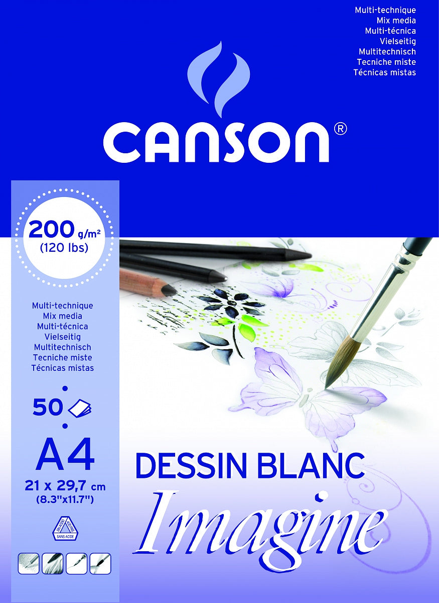 CANSON Imagine blok za skiciranje 200 g/m² 50L A4 sitnozrnasti lijepljeni