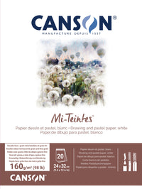 Canson Mi-Teintes lijepljeni blok 160 g/m² 20L 24 x 32 cm White