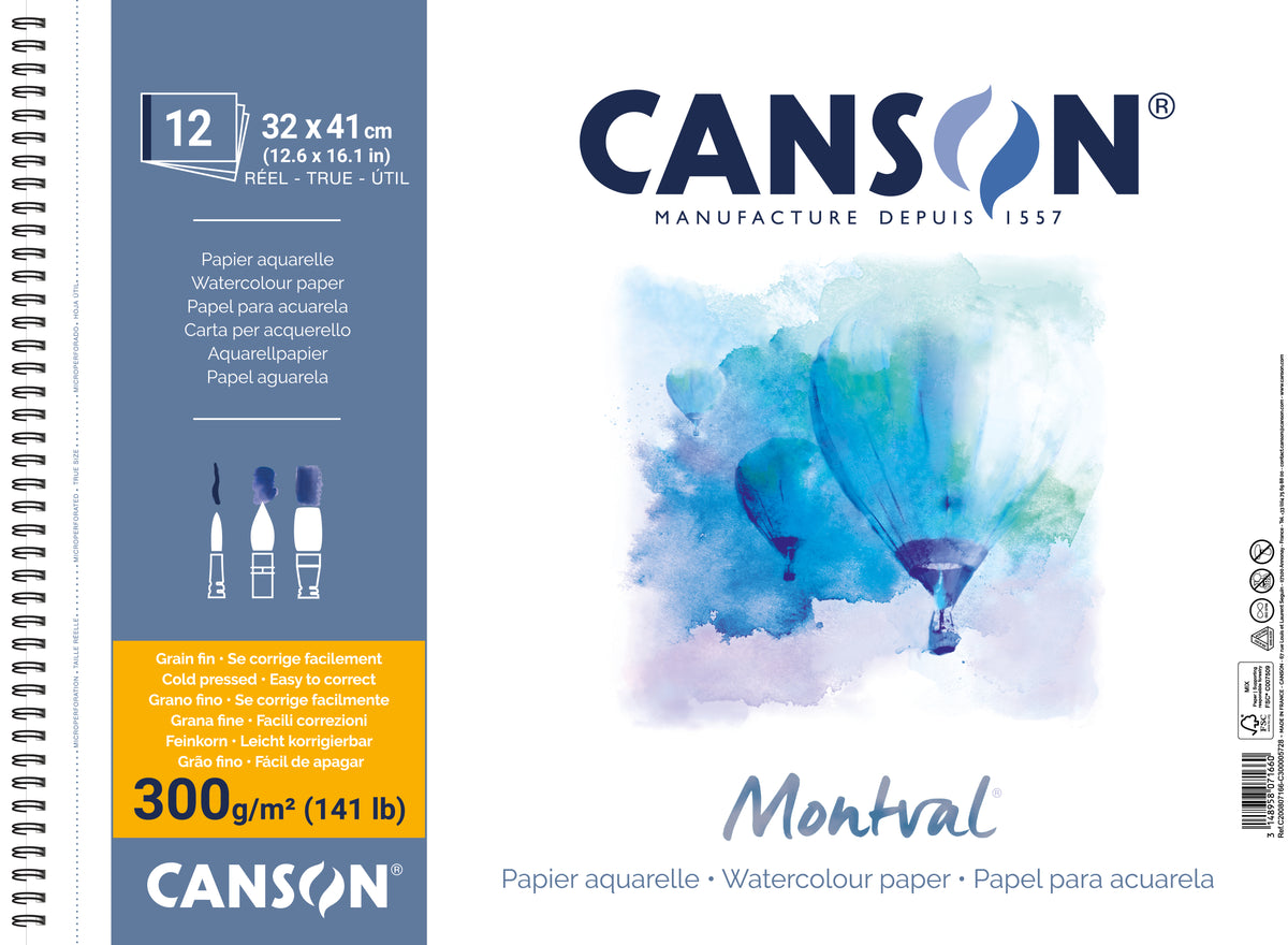 CANSON Montval akvarelni blok CP 300 g/m² 12L 32 x 41 cm sa spiralnim uvezom