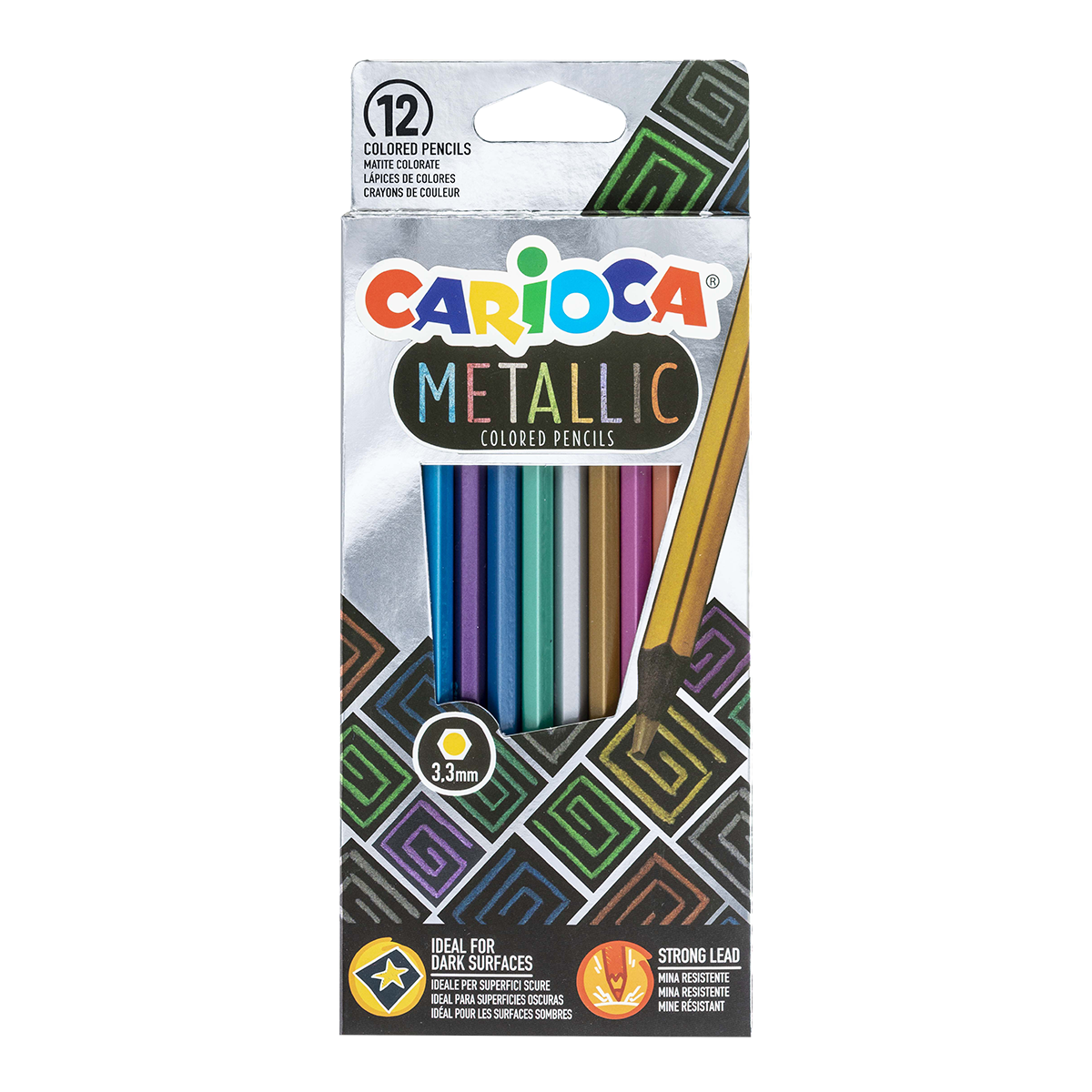 Carioca šestougaone drvene bojice Metallic, 12 kom
