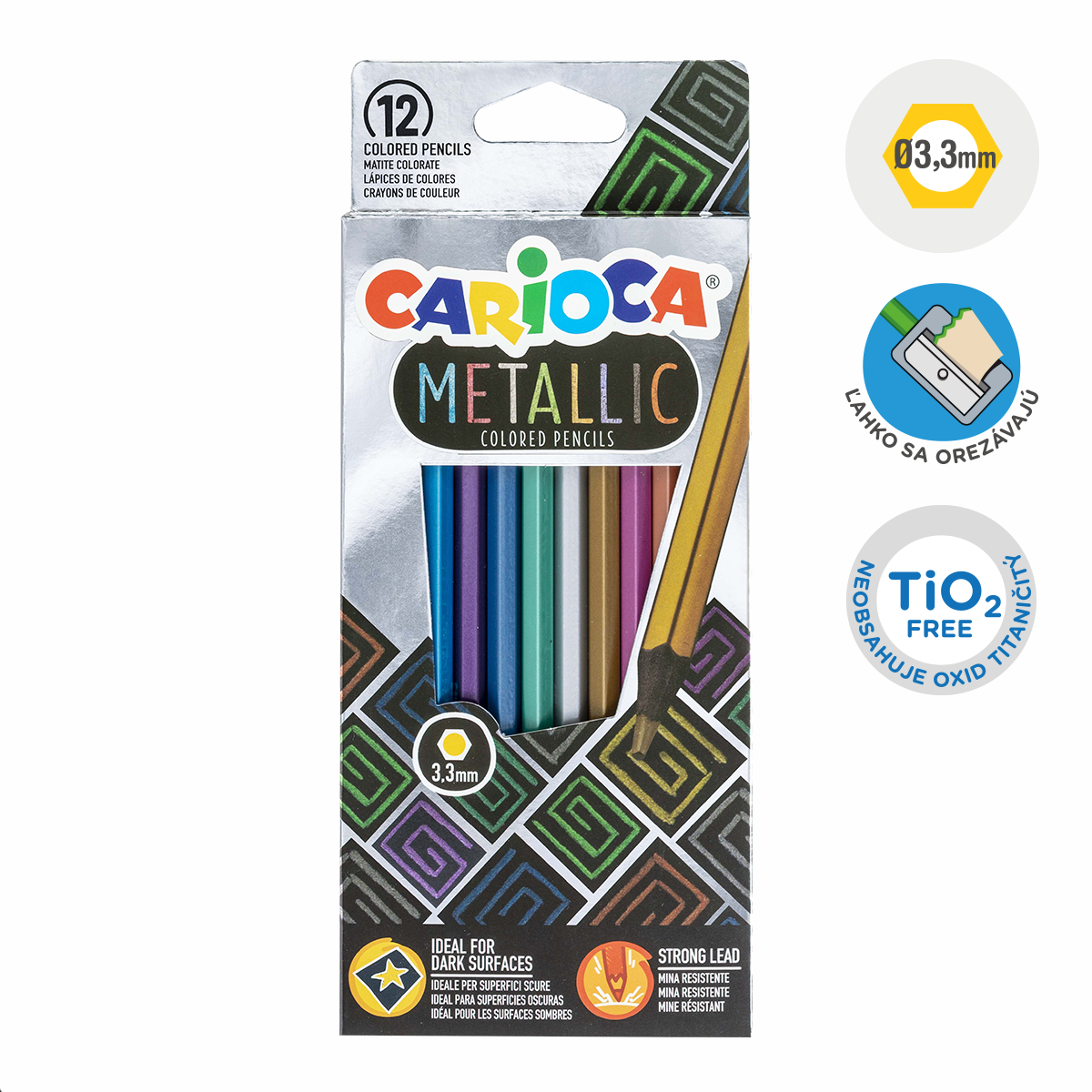 Carioca šestougaone drvene bojice Metallic, 12 kom