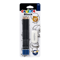 Carioca set trouglastih olovaka Black 2/HB sa gumicom, 4 kom