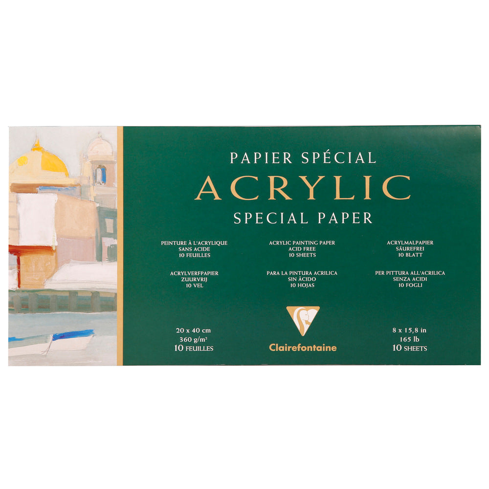 Clairefontaine akrilni blok 360 g/m² – 10 listova, 20 x 40 cm ljepljen