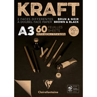 Clairefontaine ljepljeni kraft blok – 90 g 60L A3 Smeđa i crna