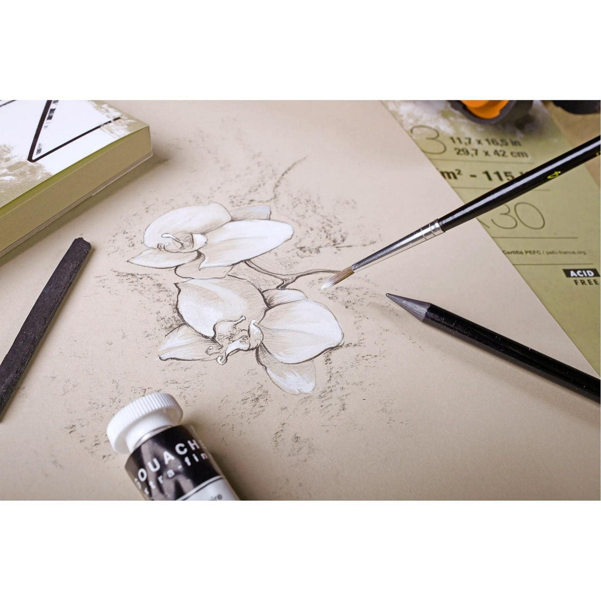 Clairefontaine Paint'On Mix Media blok 250 g 30L ljepljen Natural
