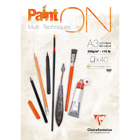 Clairefontaine Paint'On Mix Media blok 250 g 40L lijepljeni Extra White