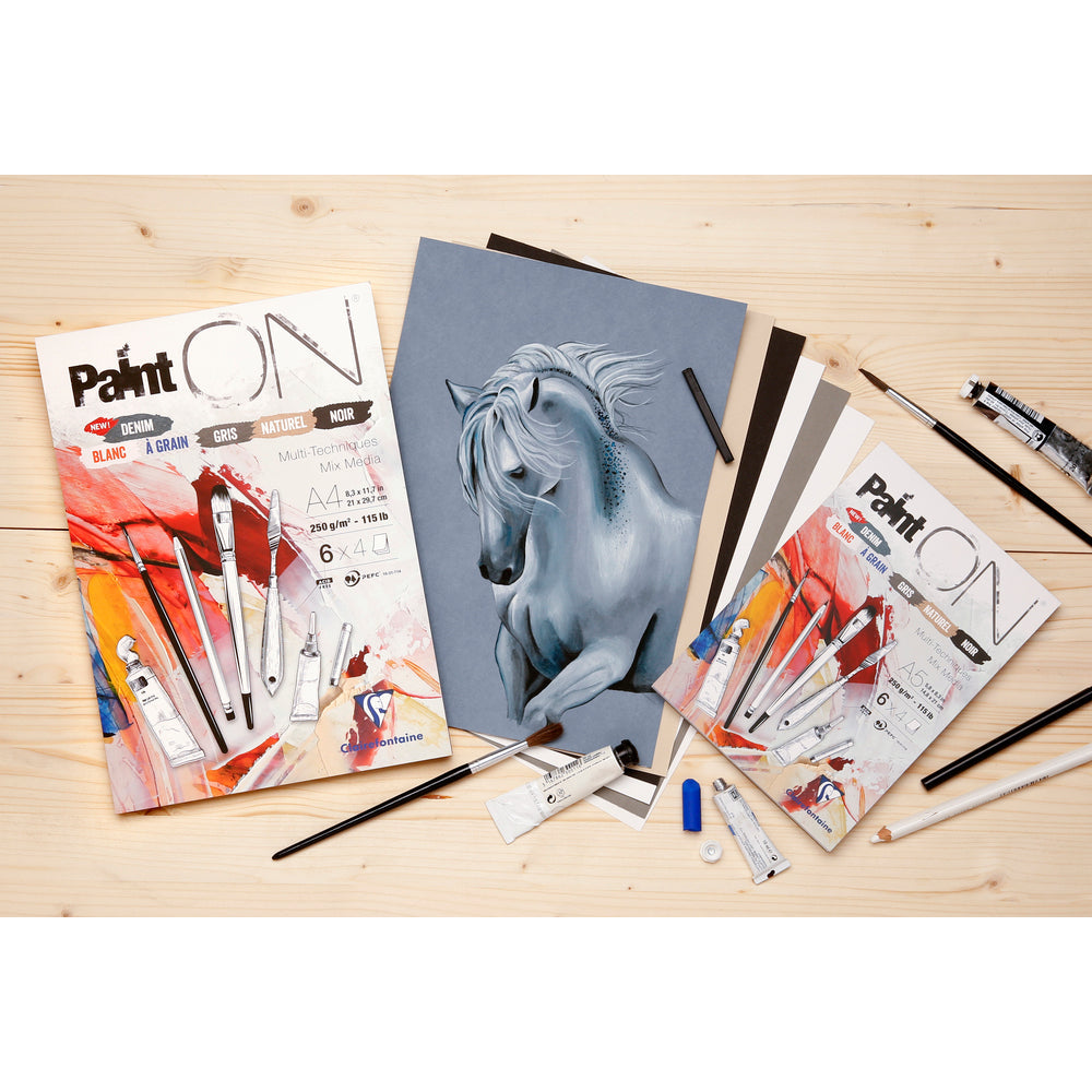 Clairefontaine Paint'On Mix Media blok br. 6 250 g 24L lijepljeni razne boje