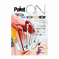 Clairefontaine Paint'On Mix Media blok br. 6 250 g 24L lijepljeni razne boje