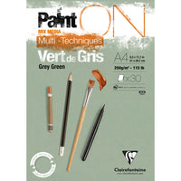 Clairefontaine Paint'On Mix Media lijepljeni blok 250 g – 30L A4 sivo zelena