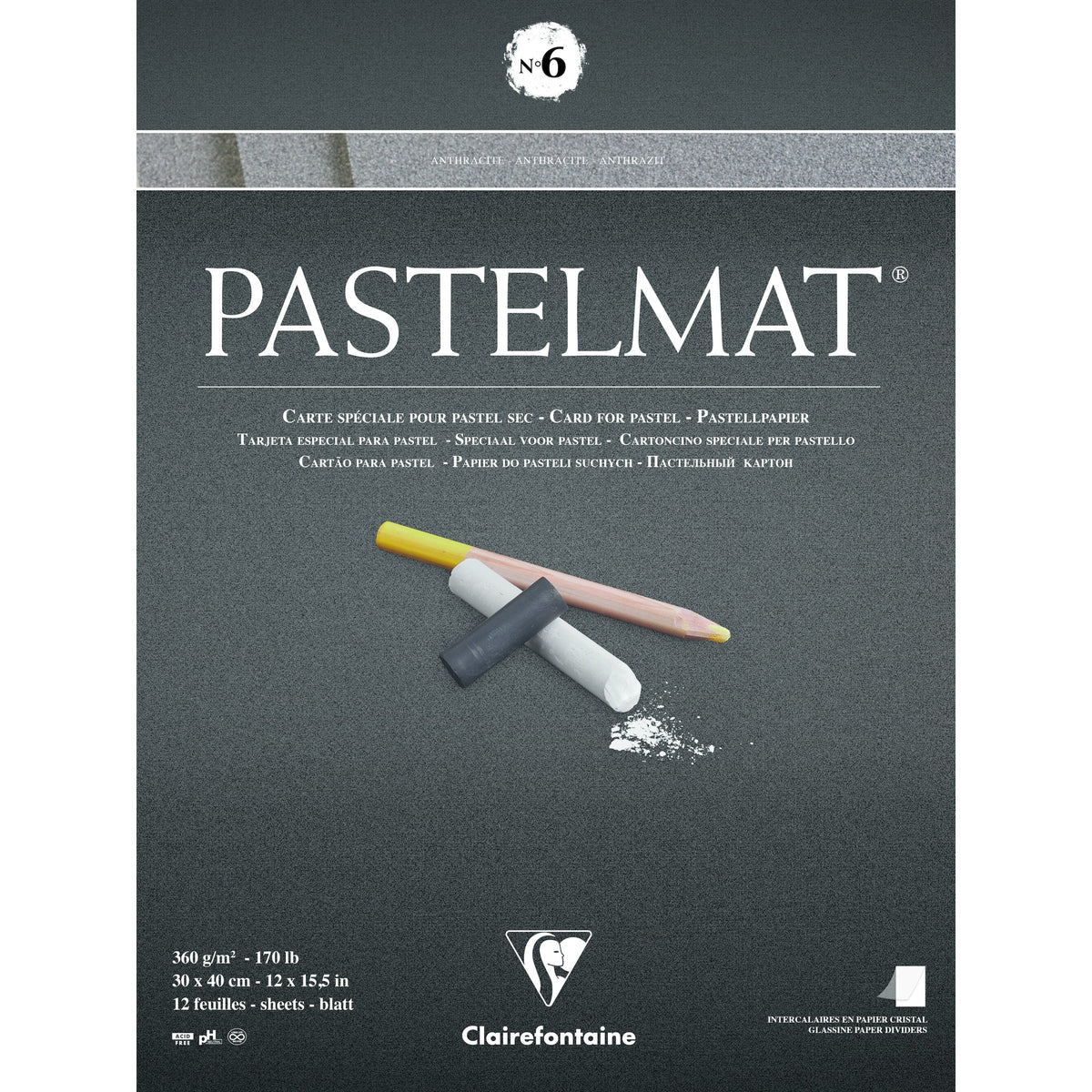 Clairefontaine Pastelmat blok br. 360 g 12L 30 x lijepljeni