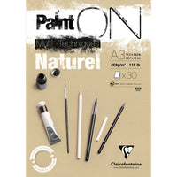 Blok za miks medije CLAIREFONTAINE Paint'On prirodni 250 g/m² – 30 listova – A3