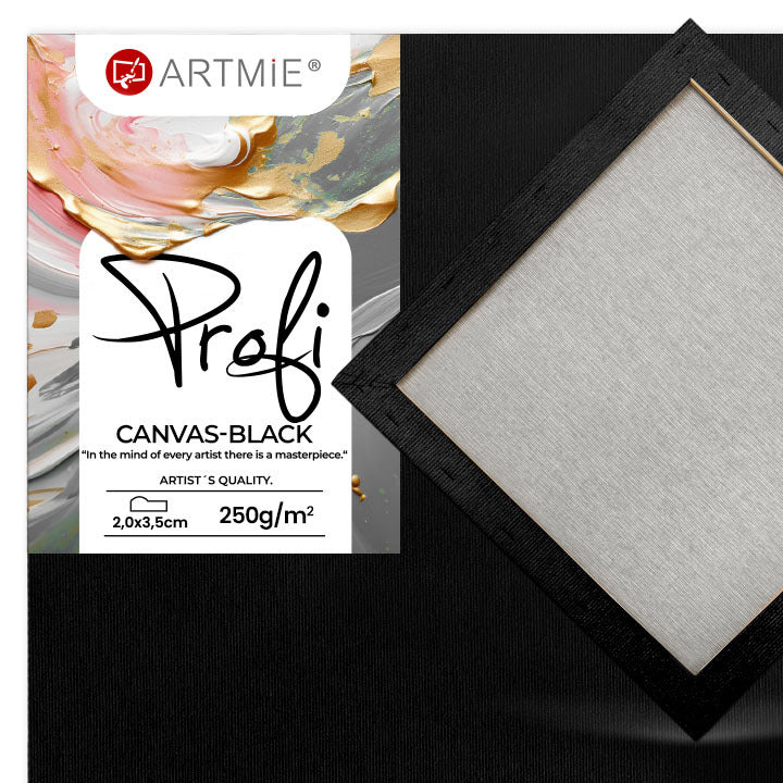 Crno slikarsko platno PROFI ARTMIE — 100% pamuk s crnim gesom na okviru od smreke