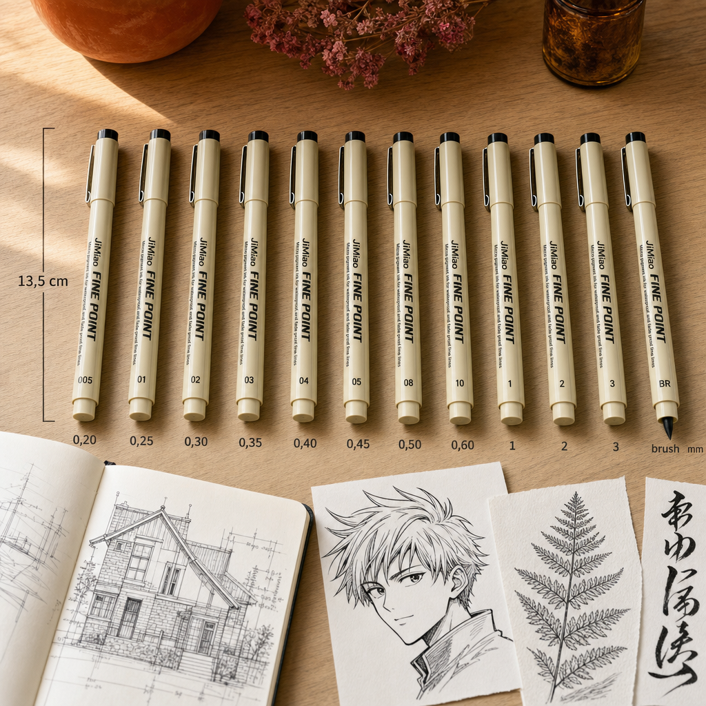 Crno tehničko pero fineliner, vrh 0,20 – 3 mm