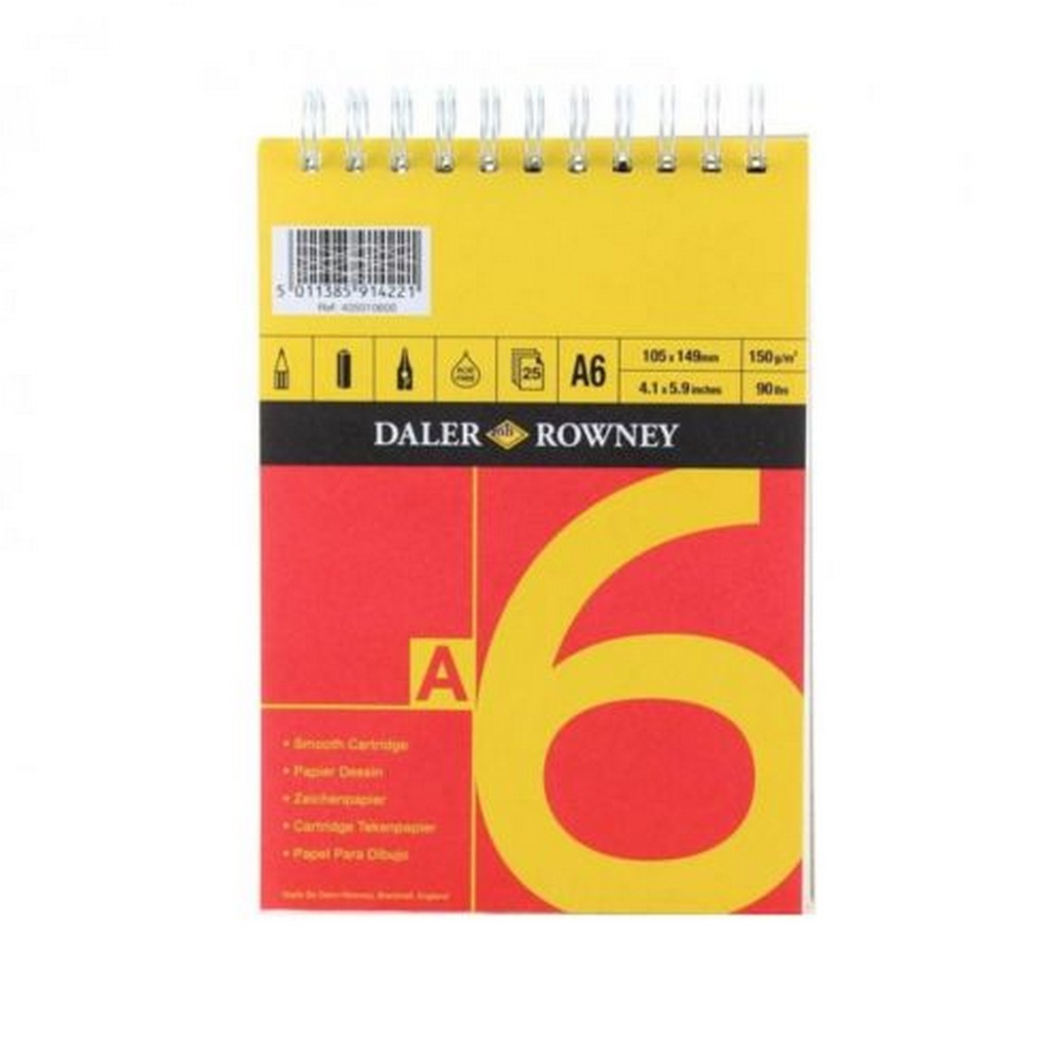 DALER ROWNEY D&R Red & Yellow blok za skiciranje A6 150 g 25L lijepljeni