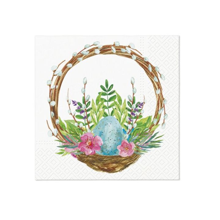 Decoupage salvete - Easter basket catkins - 1kom