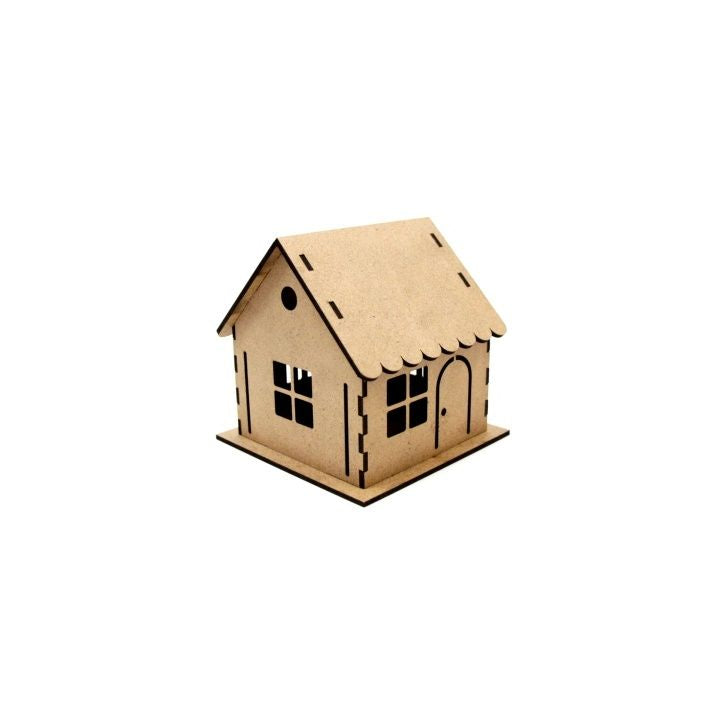Dekorativna osnova ROSA TALENT 3D kućica od MDF materijala dimenzija 12.5x12.5x12.5 cm za kreativno ukrašavanje.
