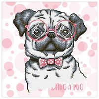 Dijamantna slika - Pug 35 x 35, set za kreativno slaganje mozaika sa motivom mopsa.
