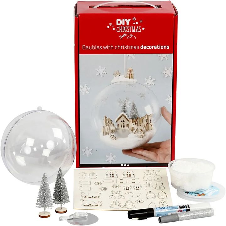 Prozirna DIY božićna kugla spremna za punjenje ukrasima