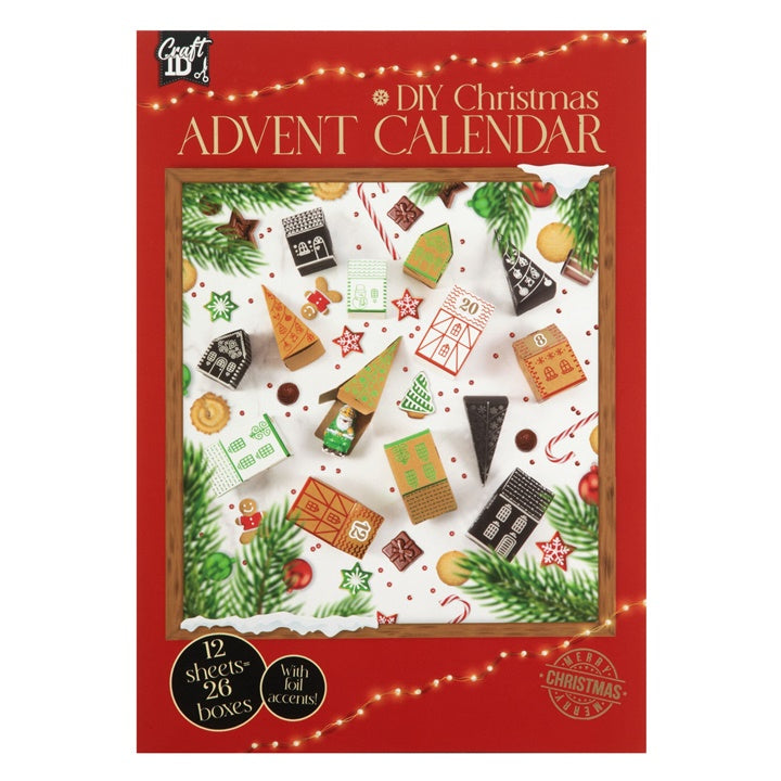 DIY papirni adventski kalendar za kreativno odbrojavanje do Božića sa setom za ukrašavanje.