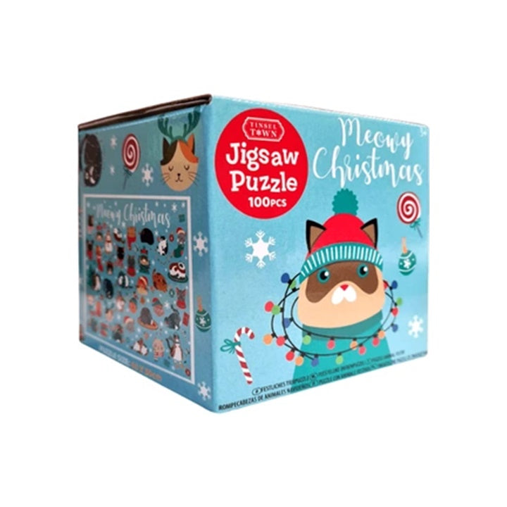 Šarene dječije božićne puzzle sa motivom novogodišnjih ukrasa i Djeda Mraza.