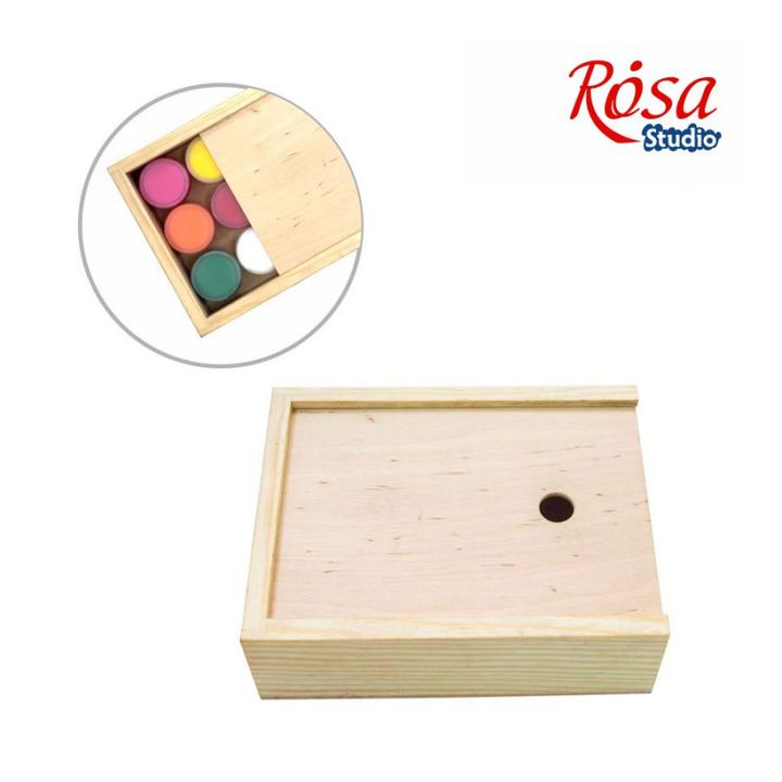 Drvena kutija za gvaš boje ROSA Studio dimenzija 17x13.3x5.3 cm za uredno čuvanje slikarskog pribora.