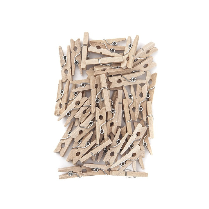 Pakovanje od 40 drvenih mini štipaljki dužine 2,5 cm za kreativne projekte i dekoraciju.