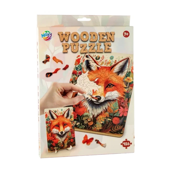 Drvene puzzle Fox od MOXY sa 130 unikatnih dijelova u kutiji
