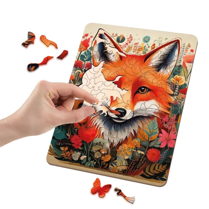 Složene MOXY drvene puzzle Fox sa detaljnim prikazom motiva lisice
