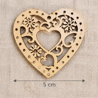 Drveni izrezi srce s ornamentom 5 x 5 cm - set od 5 kom