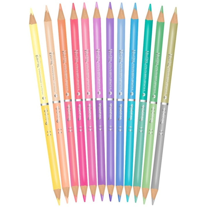 Dvostrane pastelne bojice Colorino, 12 komada, prikazane izvan kutije na bijeloj podlozi.