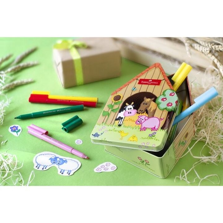 Faber-Castell flomasteri sa klipom Farma, 18 komada pored crteža na papiru, idealni za dječiju kreativnost.