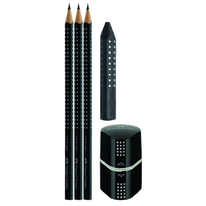 Faber Castell set grafitnih olovaka Grip 2001 sa ergonomskim dizajnom za udobno crtanje i pisanje.
