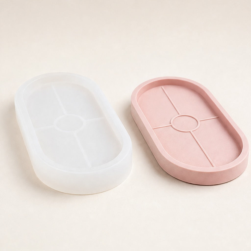 Fleksibilni silikonski kalup za izlijevanje kućnih dekoracija – oválny podnos – 17,8 × 9,4 cm