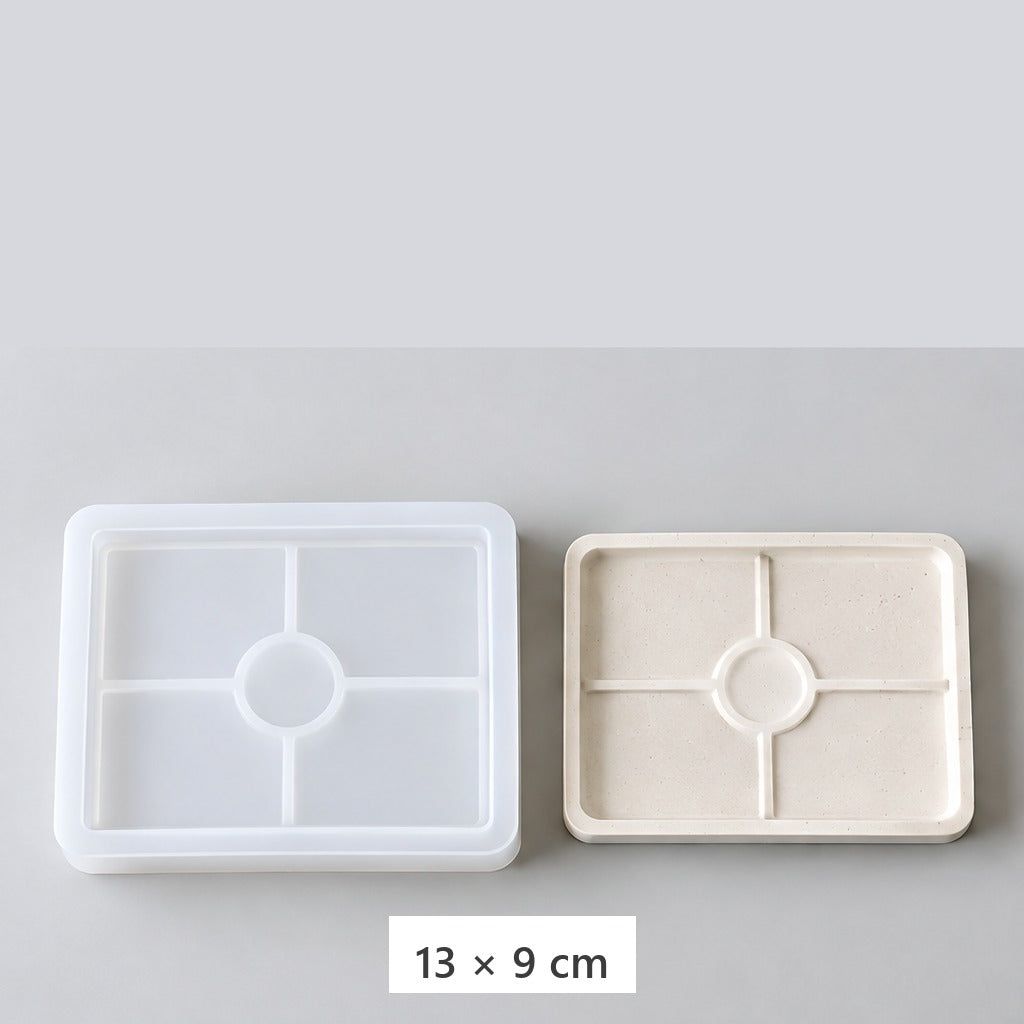 Fleksibilni silikonski kalup za izlivanje tacni i podmetača – pravougaoni poslužavnik – 13 × 9 cm