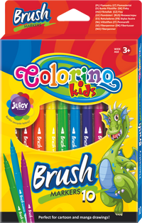 Flomasteri Colorino Brush s dugim vrhom u obliku kista – 10 boja