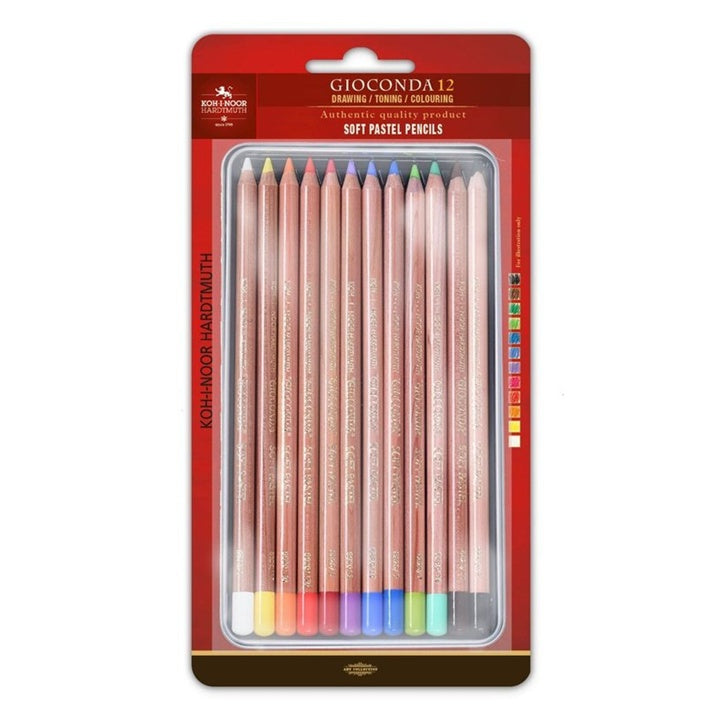 Gioconda set od 12 mekih pastelnih olovaka u metalnoj kutiji za umjetničko crtanje i sjenčanje.