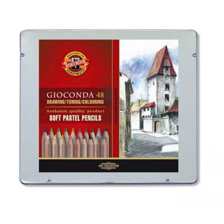 Gioconda set od 48 pastelnih olovaka u elegantnoj metalnoj kutiji za crtanje i skiciranje.