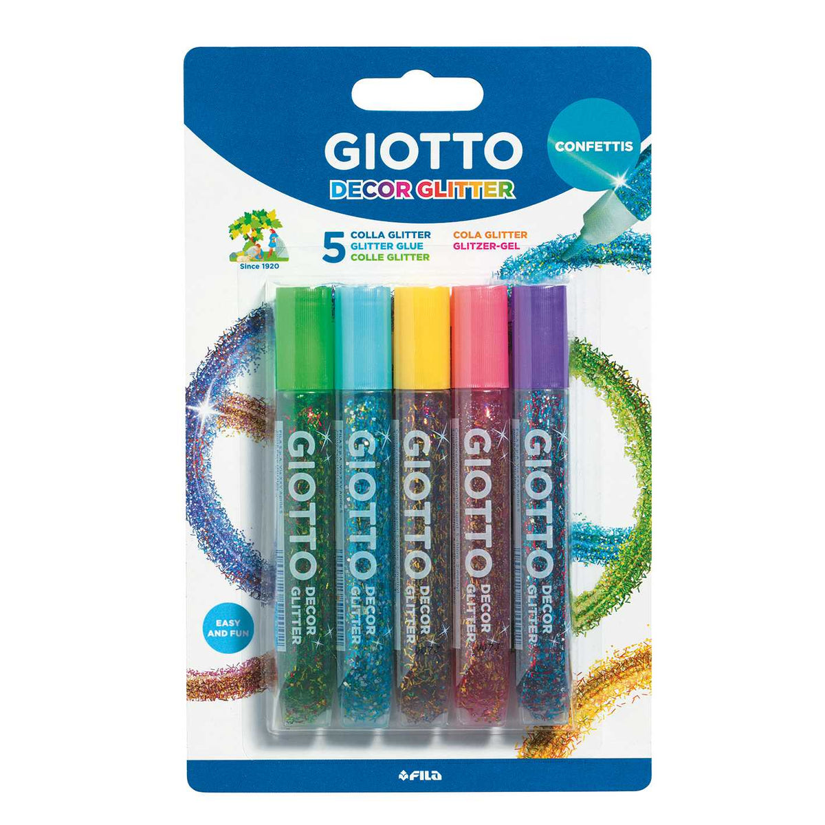 GIOTTO Glitter Glue svjetlucavo ljepilo sa šljokicama 5 x 10 g